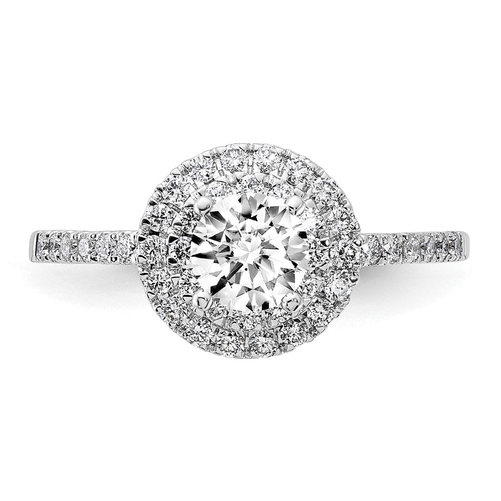 14KW Round Simulated Diamond Double Halo Engagement Ring