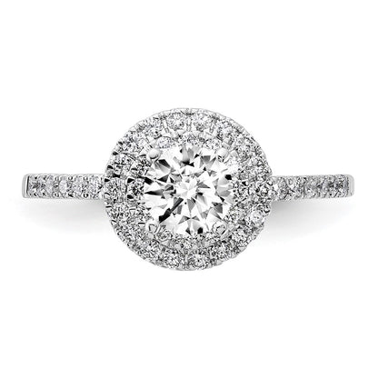14KW Round Simulated Diamond Double Halo Engagement Ring
