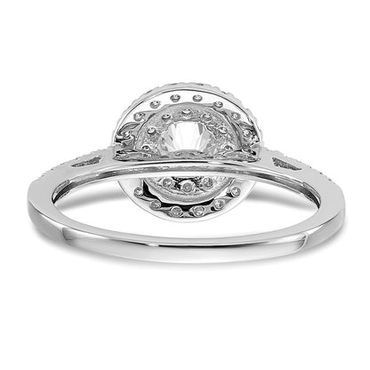 14KW Round Simulated Diamond Double Halo Engagement Ring