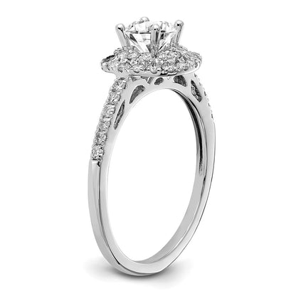 14KW Round Simulated Diamond Double Halo Engagement Ring
