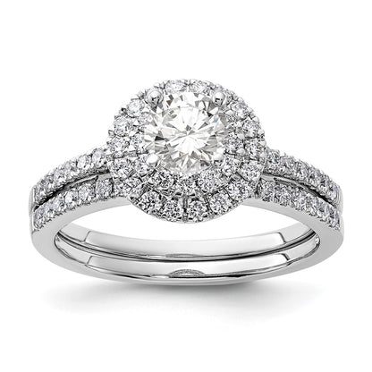 14KW Round Simulated Diamond Double Halo Engagement Ring