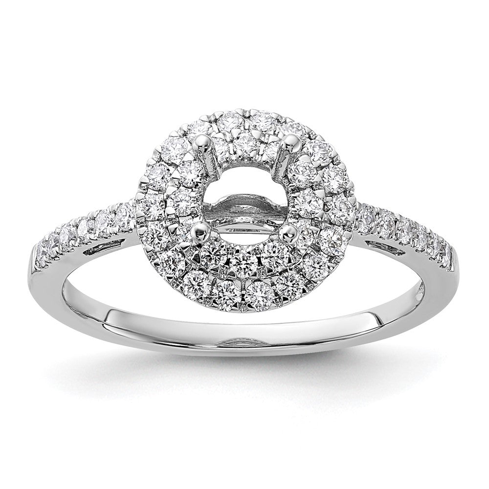 14KW Round Simulated Diamond Double Halo Engagement Ring