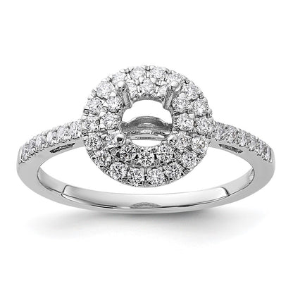 14KW Round Simulated Diamond Double Halo Engagement Ring
