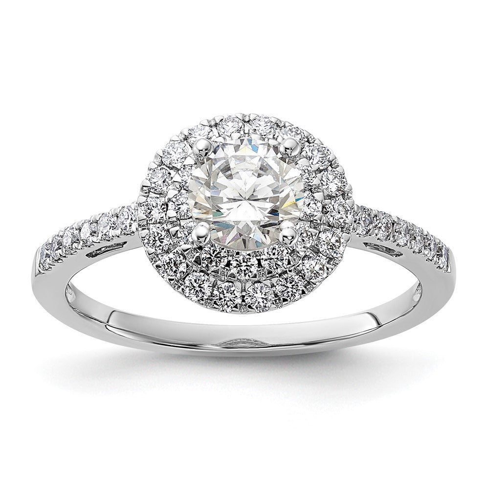 14KW Round Simulated Diamond Double Halo Engagement Ring