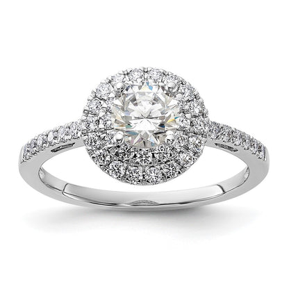 14KW Round Simulated Diamond Double Halo Engagement Ring