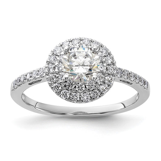 14KW Round Simulated Diamond Double Halo Engagement Ring