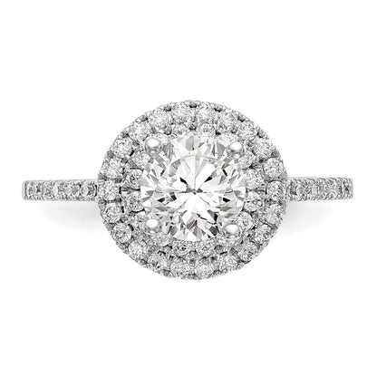 14KW Round Simulated Diamond Double Halo Engagement Ring