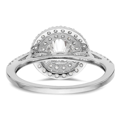1.00ct. CZ Solid Real 14K White Gold Round Double Halo Engagement Ring