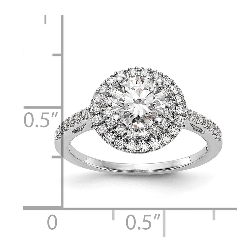 14KW Round Simulated Diamond Double Halo Engagement Ring