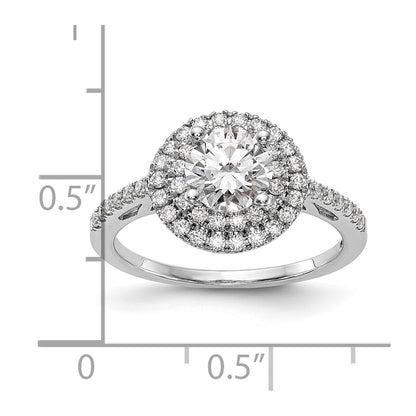 14KW Round Simulated Diamond Double Halo Engagement Ring