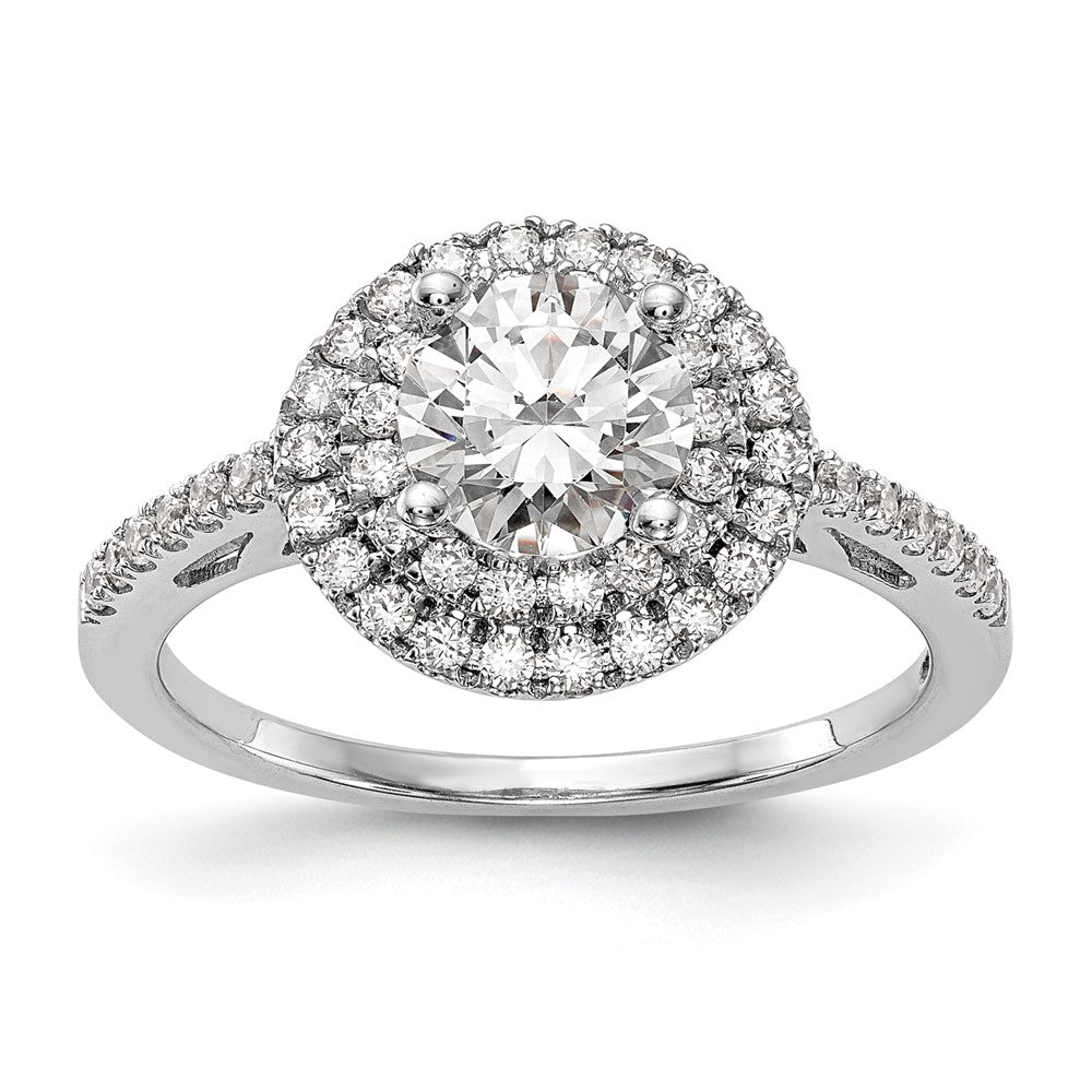 14KW Round Simulated Diamond Double Halo Engagement Ring