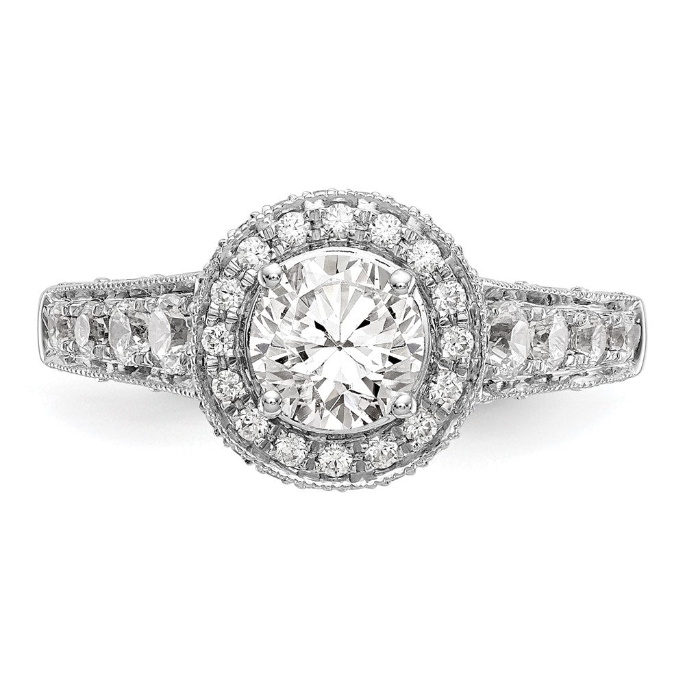 0.75ct. CZ Solid Real 14K White Gold Round Halo Engagement Ring