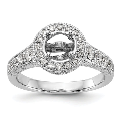 14K White Gold Round Simulated Diamond Halo Engagement Ring