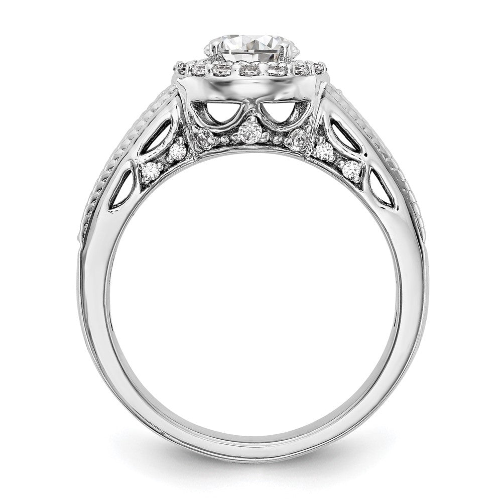 0.75ct. CZ Solid Real 14K White Gold Round Halo Engagement Ring