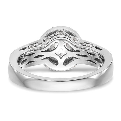 0.75ct. CZ Solid Real 14K White Gold Round Halo Engagement Ring