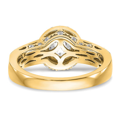 14K Round Simulated Diamond Halo Engagement Ring