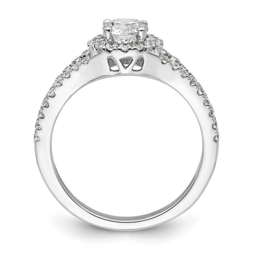 0.50ct. CZ Solid Real 14K White Gold Round Halo Engagement Ring