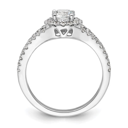 0.50ct. CZ Solid Real 14K White Gold Round Halo Engagement Ring