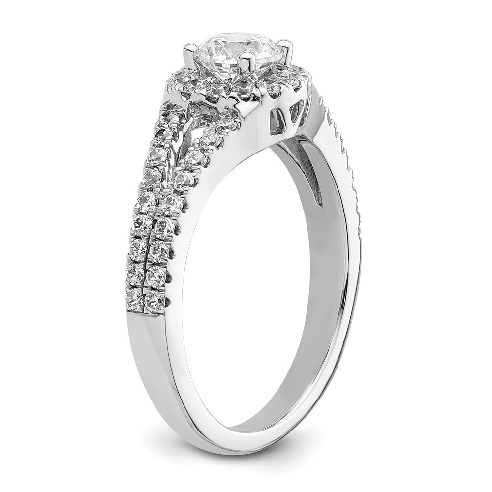 0.50ct. CZ Solid Real 14K White Gold Round Halo Engagement Ring