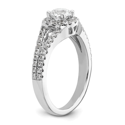 0.50ct. CZ Solid Real 14K White Gold Round Halo Engagement Ring