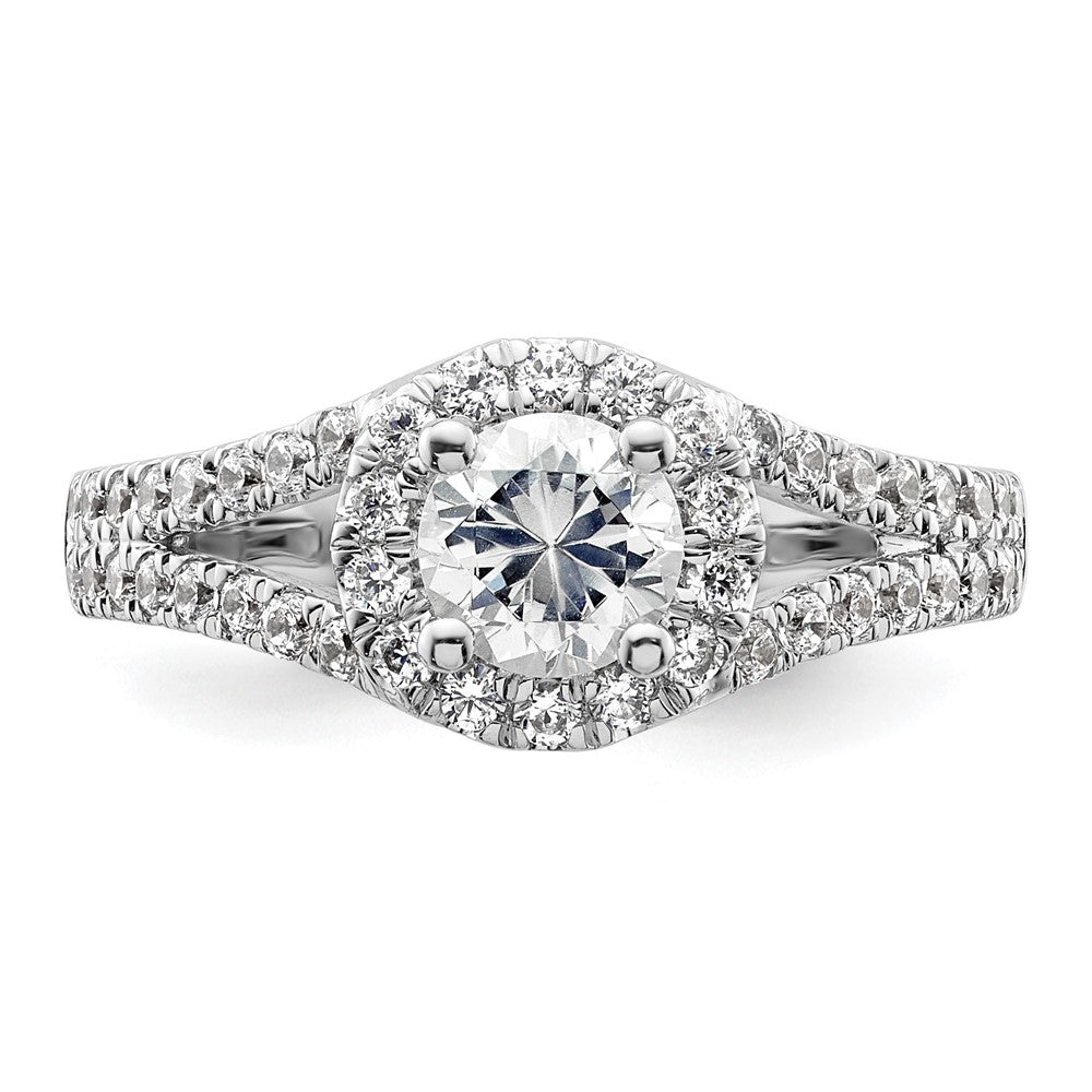 0.75ct. CZ Solid Real 14K White Gold Round Halo Engagement Ring