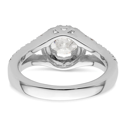 0.75ct. CZ Solid Real 14K White Gold Round Halo Engagement Ring