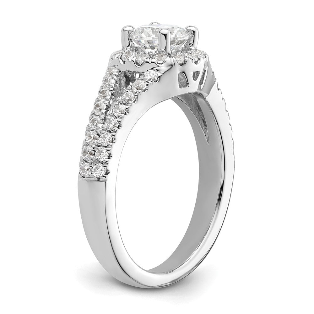 0.75ct. CZ Solid Real 14K White Gold Round Halo Engagement Ring