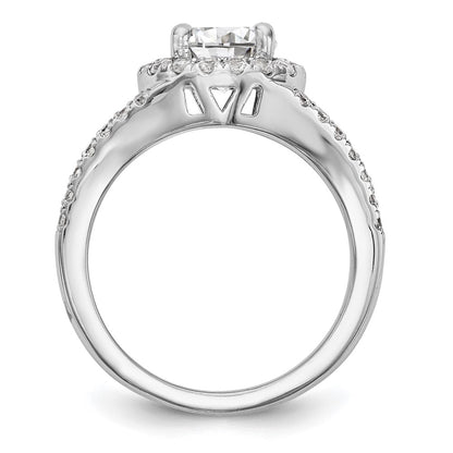 1.00ct. CZ Solid Real 14K White Gold Round Halo Engagement Ring