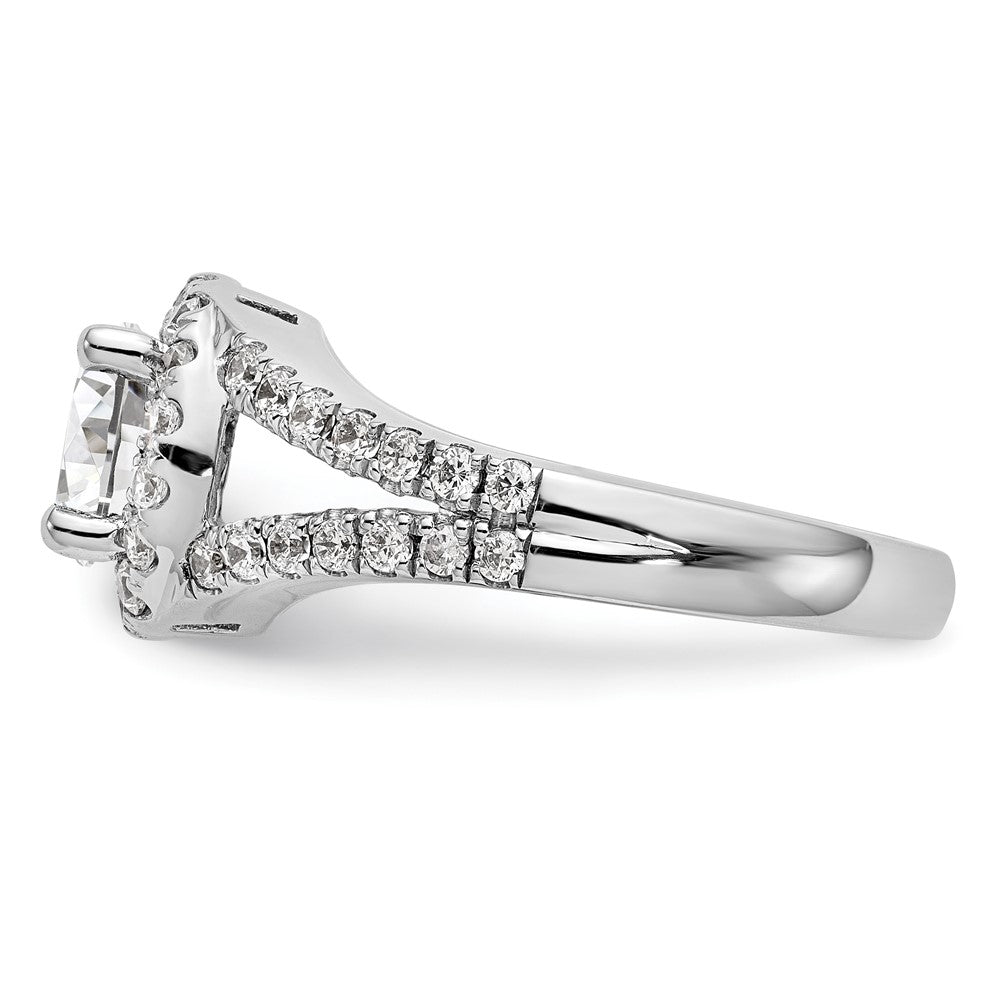 14K White Gold Round Simulated Diamond Halo Engagement Ring