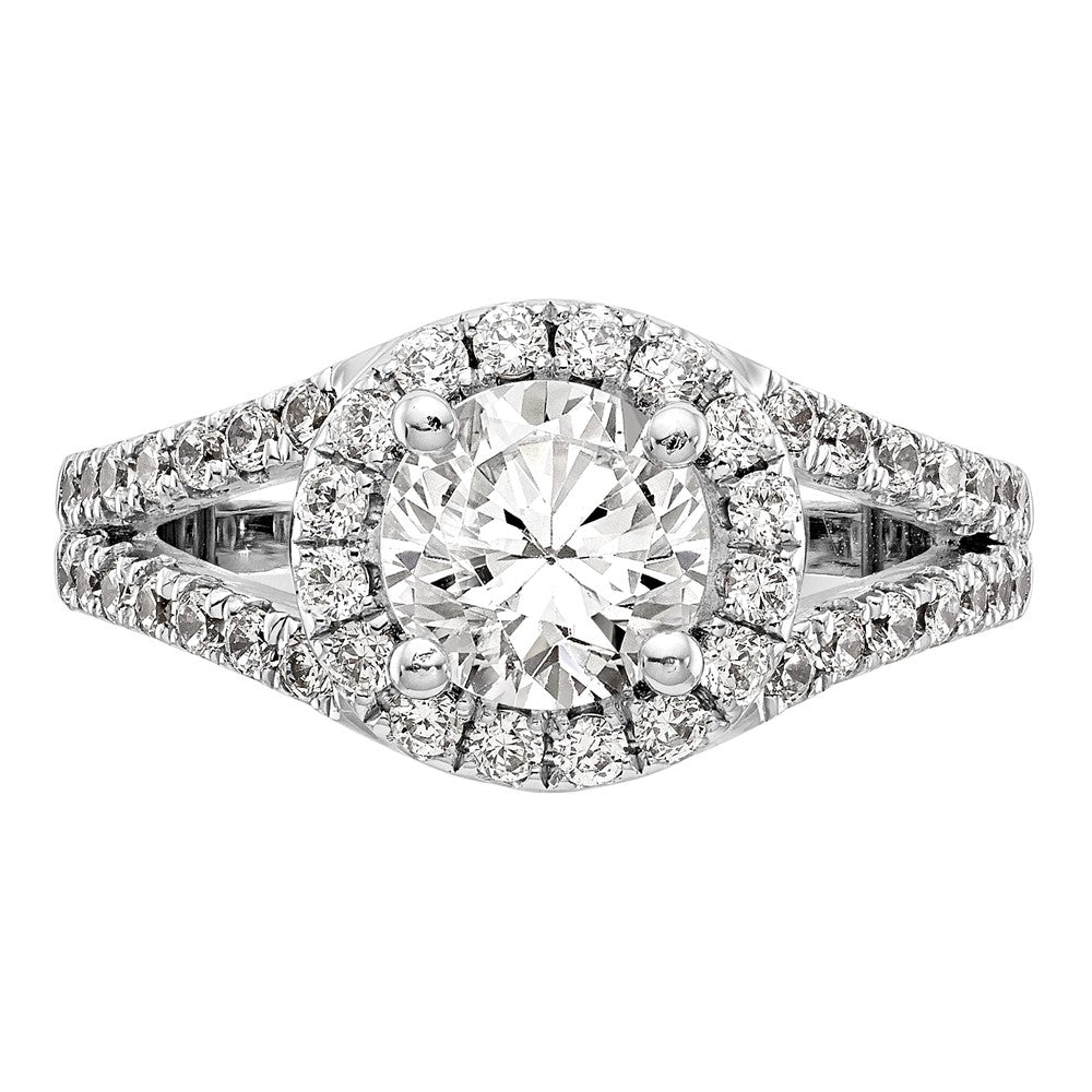 14K White Gold Round Simulated Diamond Halo Engagement Ring