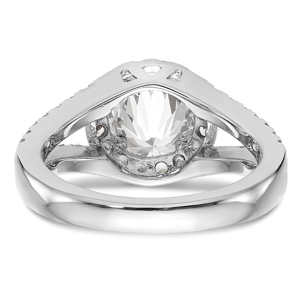 14K White Gold Round Simulated Diamond Halo Engagement Ring
