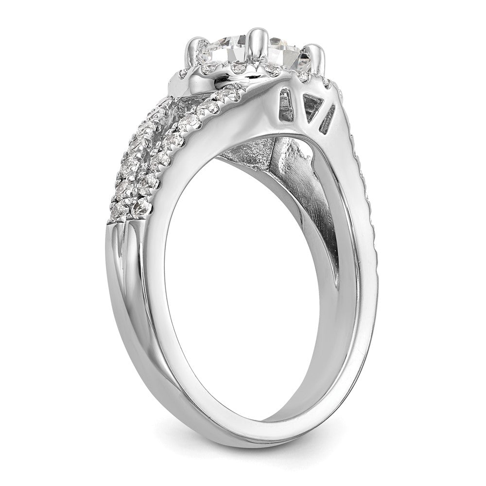 14K White Gold Round Simulated Diamond Halo Engagement Ring