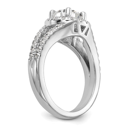 14K White Gold Round Simulated Diamond Halo Engagement Ring