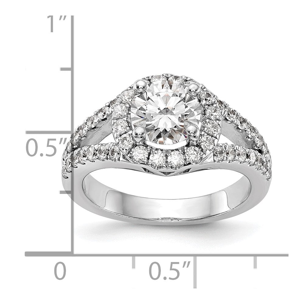14K White Gold Round Simulated Diamond Halo Engagement Ring