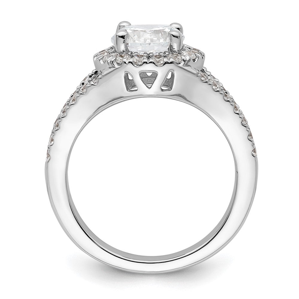 14K White Gold Round Simulated Diamond Halo Engagement Ring