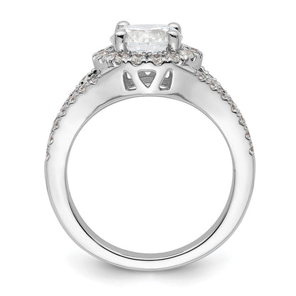 14K White Gold Round Simulated Diamond Halo Engagement Ring