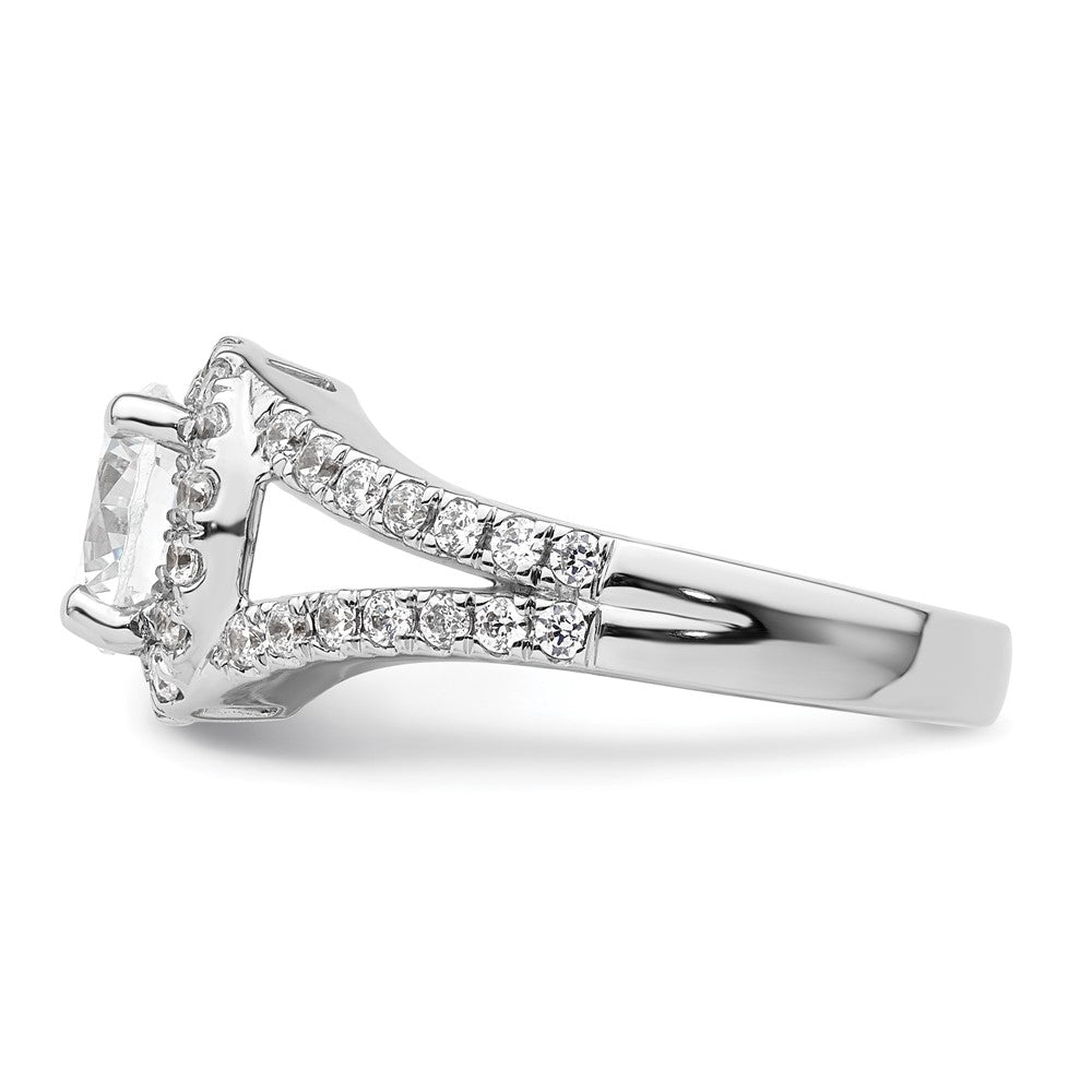 14K White Gold Round Simulated Diamond Halo Engagement Ring
