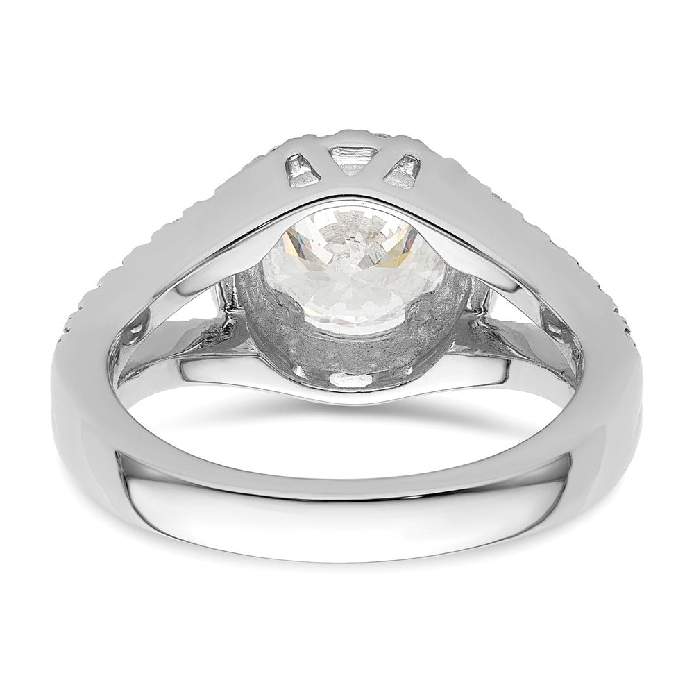 14K White Gold Round Simulated Diamond Halo Engagement Ring
