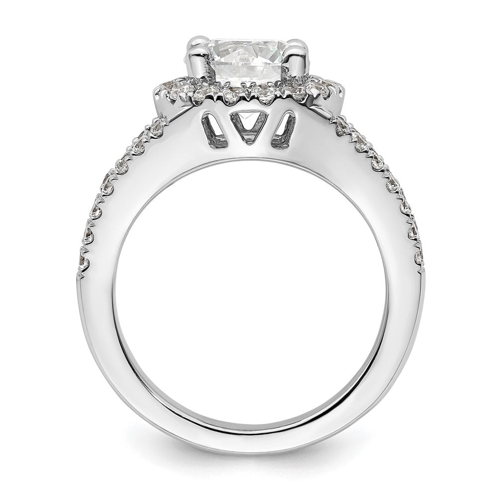 14K White Gold Round Simulated Diamond Halo Engagement Ring