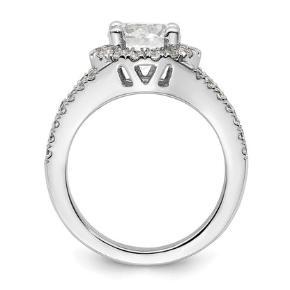 14K White Gold Round Simulated Diamond Halo Engagement Ring