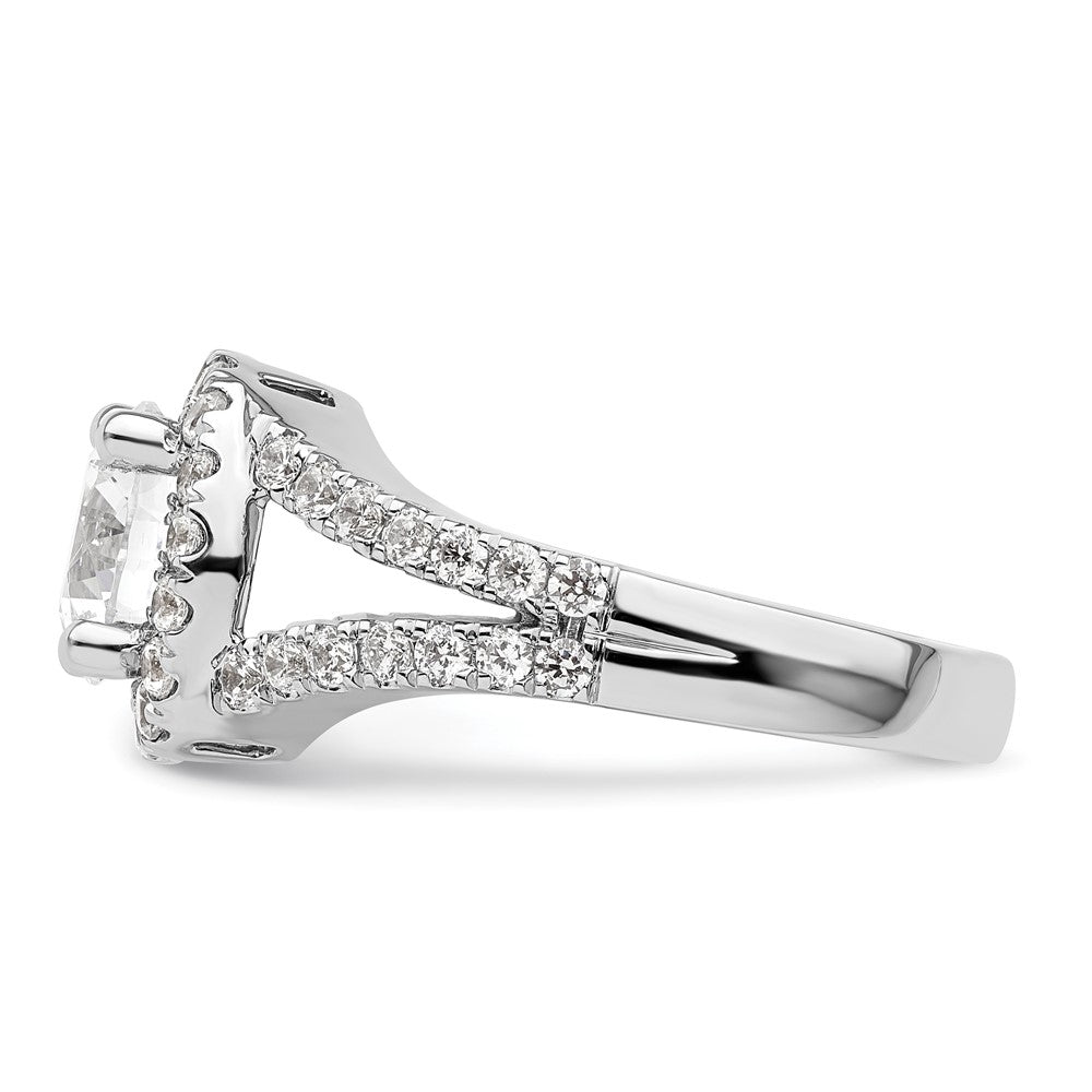 14K White Gold Round Simulated Diamond Halo Engagement Ring