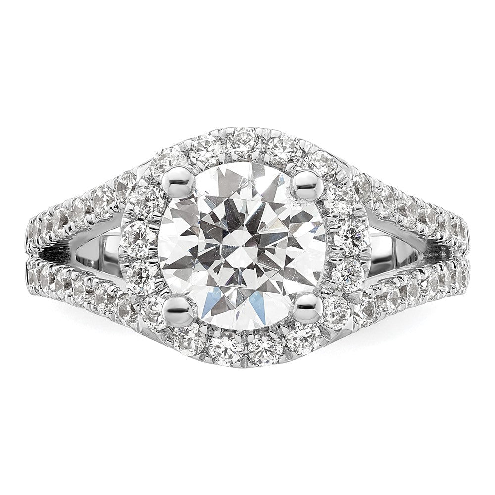 14K White Gold Round Simulated Diamond Halo Engagement Ring