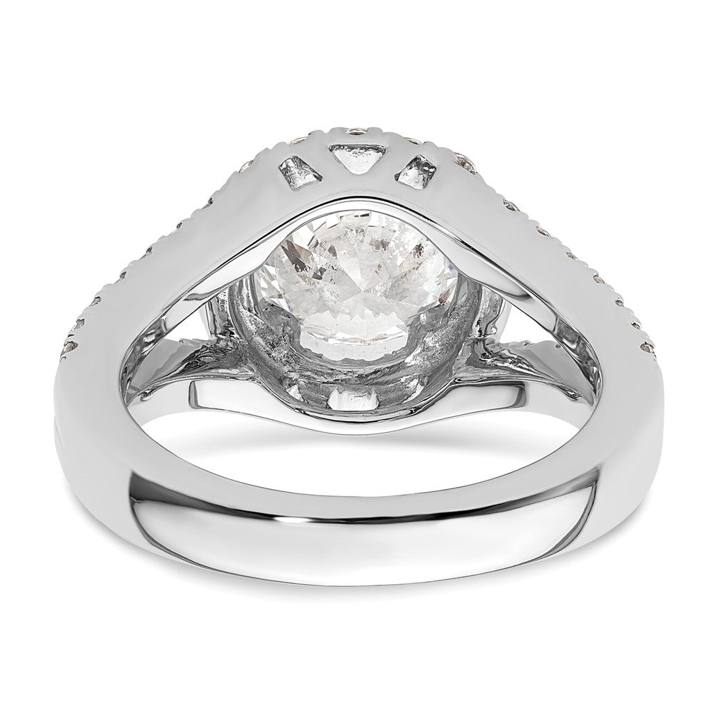 14K White Gold Round Simulated Diamond Halo Engagement Ring
