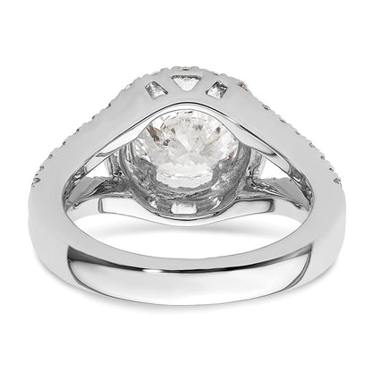 14K White Gold Round Simulated Diamond Halo Engagement Ring