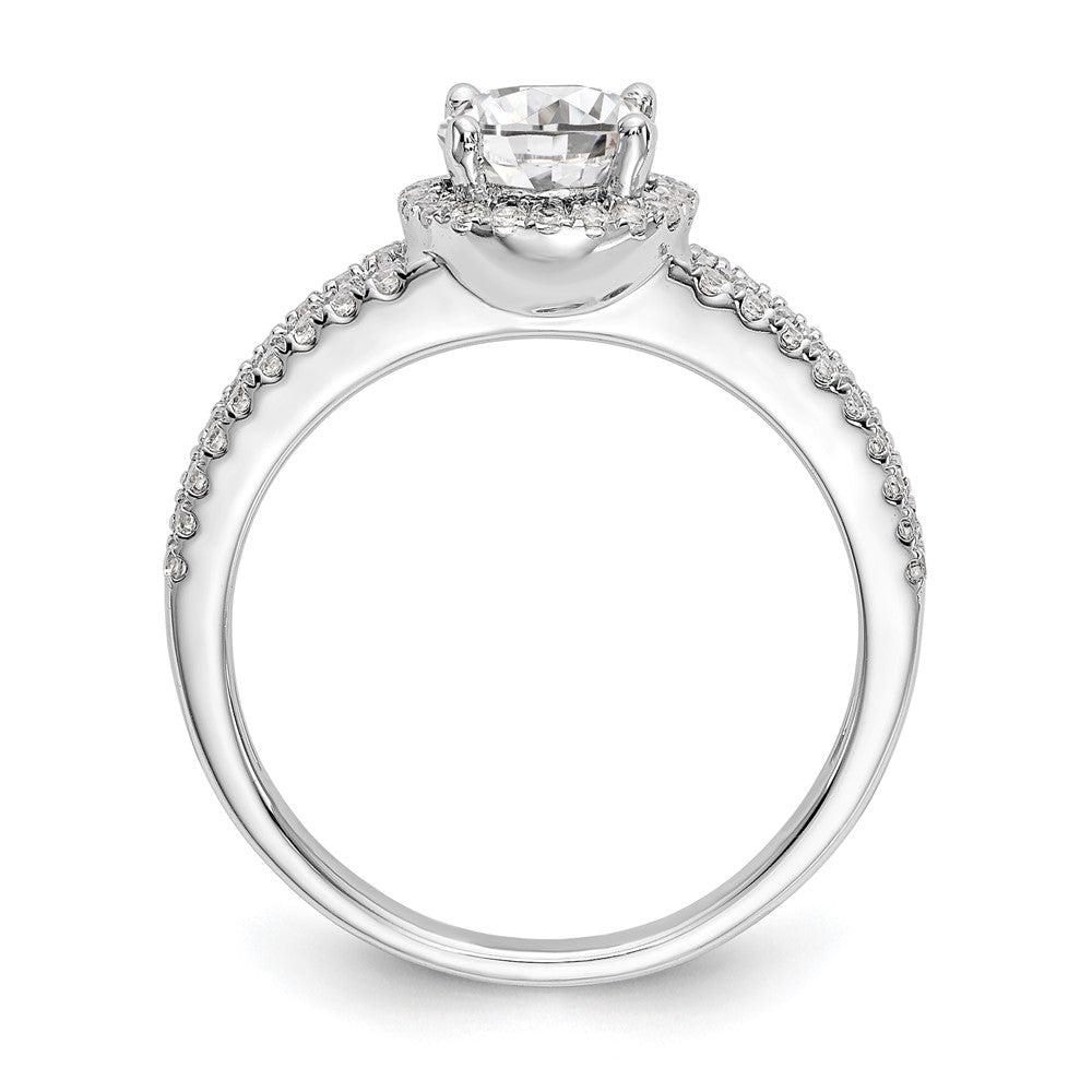 14K White Gold Round Simulated Diamond Halo Engagement Ring