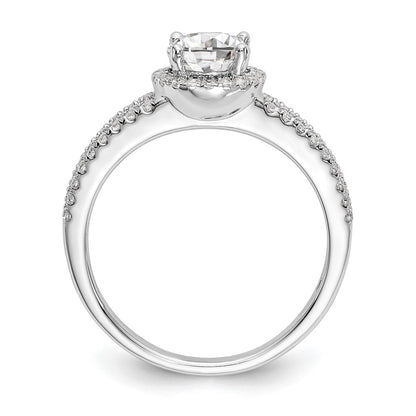 14K White Gold Round Simulated Diamond Halo Engagement Ring
