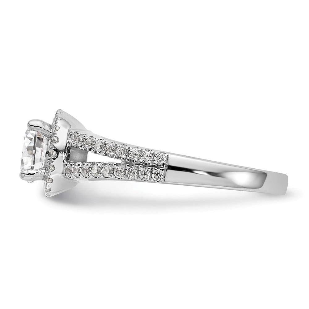 14K White Gold Round Simulated Diamond Halo Engagement Ring