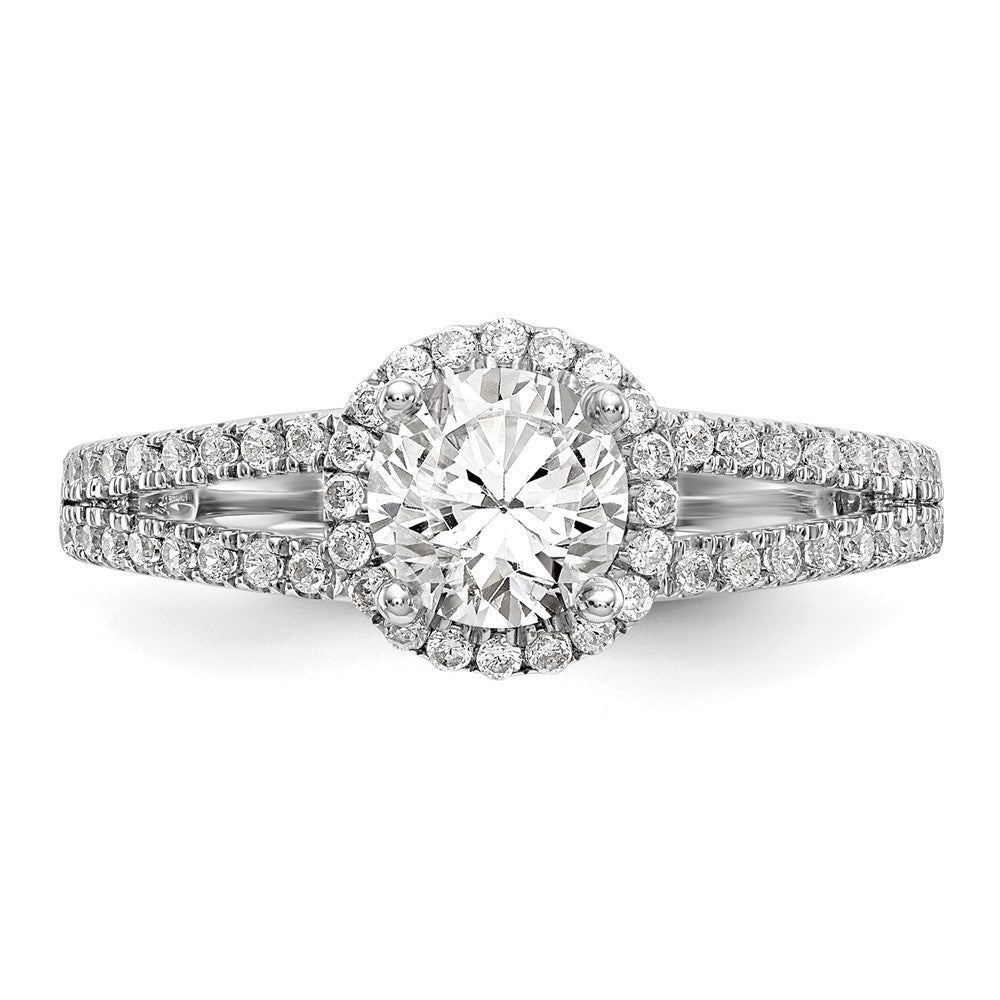 14K White Gold Round Simulated Diamond Halo Engagement Ring