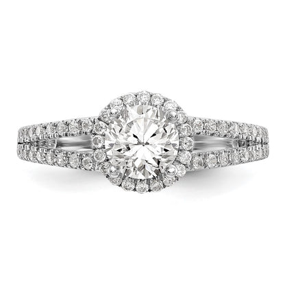 14K White Gold Round Simulated Diamond Halo Engagement Ring