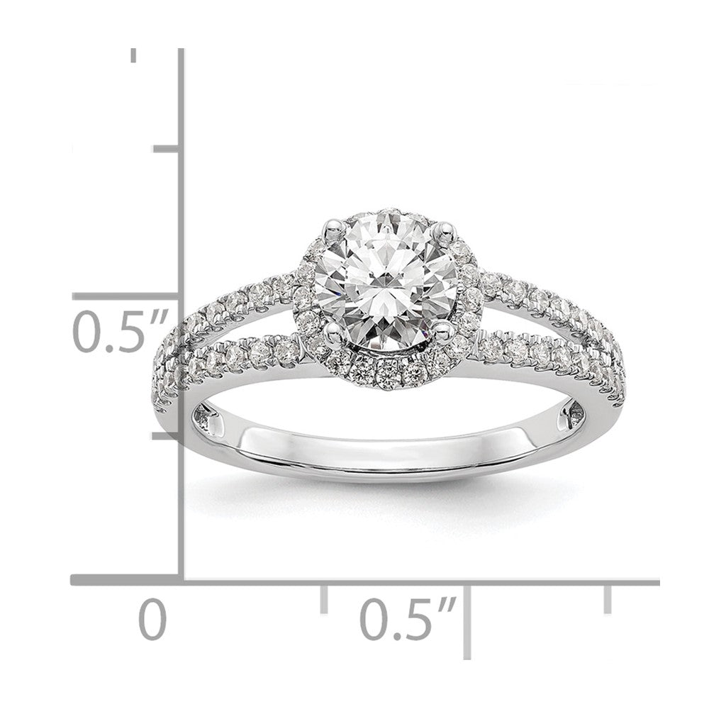 14K White Gold Round Simulated Diamond Halo Engagement Ring